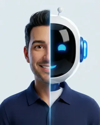 Álvaro, Comercial IA: retrato mitad persona y mitad IA
