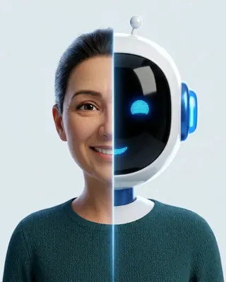 Nuria, Dirección de Clientes IA: retrato mitad persona y mitad IA